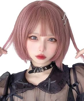 Amazon.co.jp: AISI QUEENSウィッグ ピンクボブ ショート フル